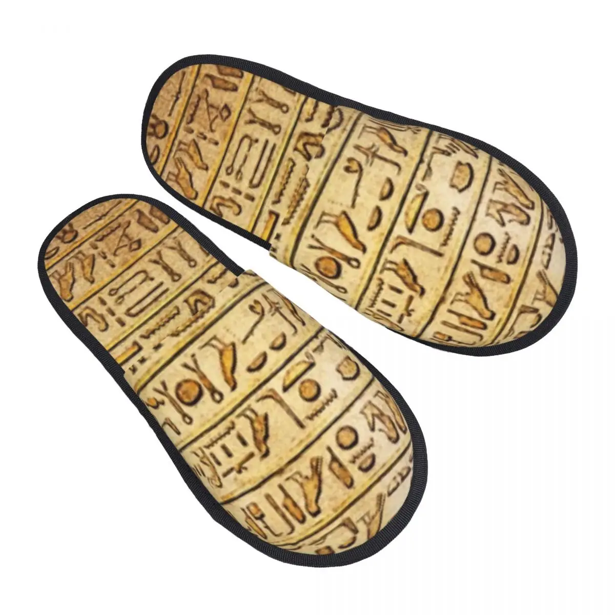 Egyptian Hieroglyphs On The Wall Indoor Slippers Furry Slipper Winter Home Shoes House Flat Closed Toe Slides Flip Flops