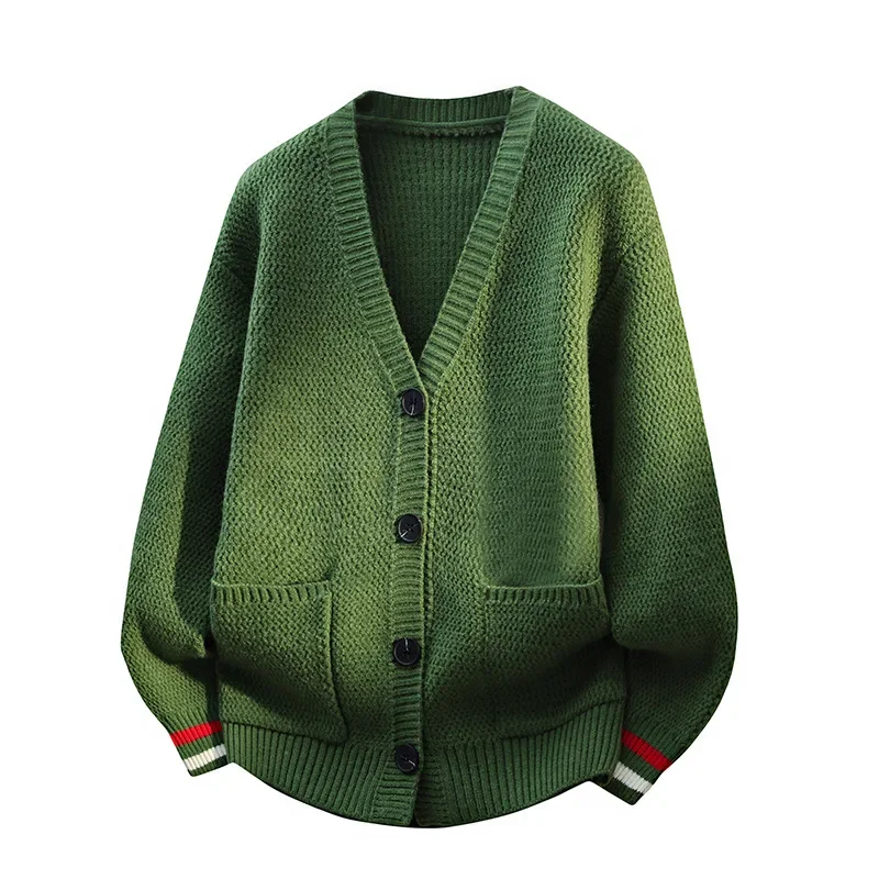 Men New Fashion V Neck Loose Knitted Cardigan Sweater Casual Winter Warm 4XL M597