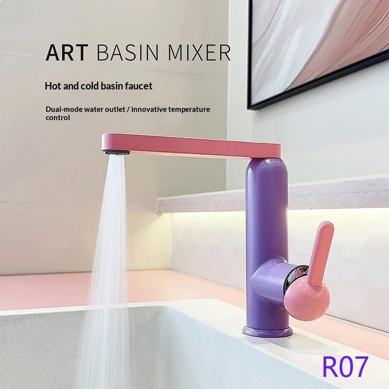 

Cross-border Purple Hot Cold Water Basin Faucet Dual Control Bathroom Sink Mixer Tap