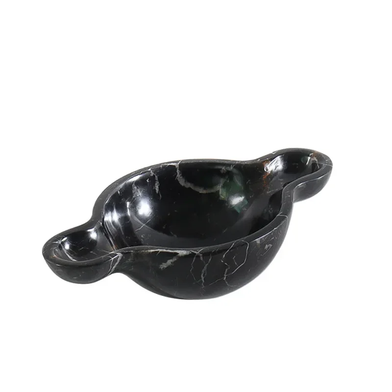 Nordic light luxury medieval natural marble fruit plate ornament