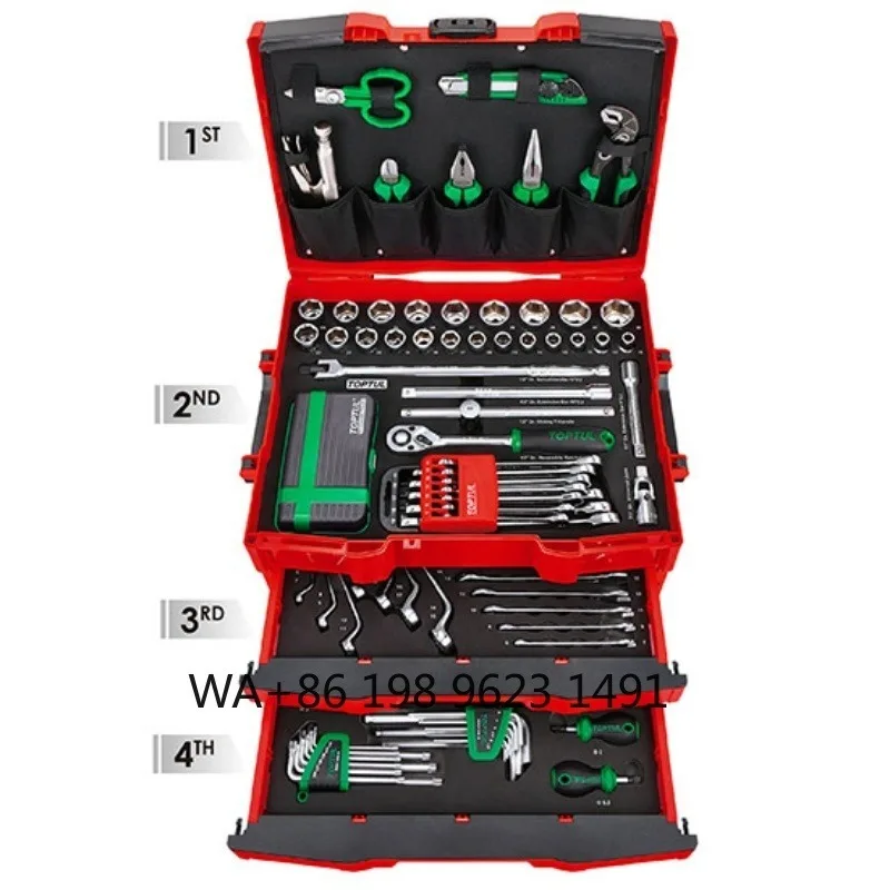 Heavy Duty 134PCS Mechanics Tool Set 2-Drawer Box Durable Hardware Kit for Garage Auto Service & Repair Work