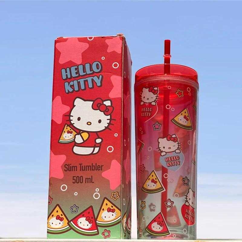 

Sanrio, Hello Kitty пластиковая бутылка для воды для девочек, высокая степень внешнего вида, бутылка для воды, праздничный подарок, милая детская бутылка, чашка для воды, подарки