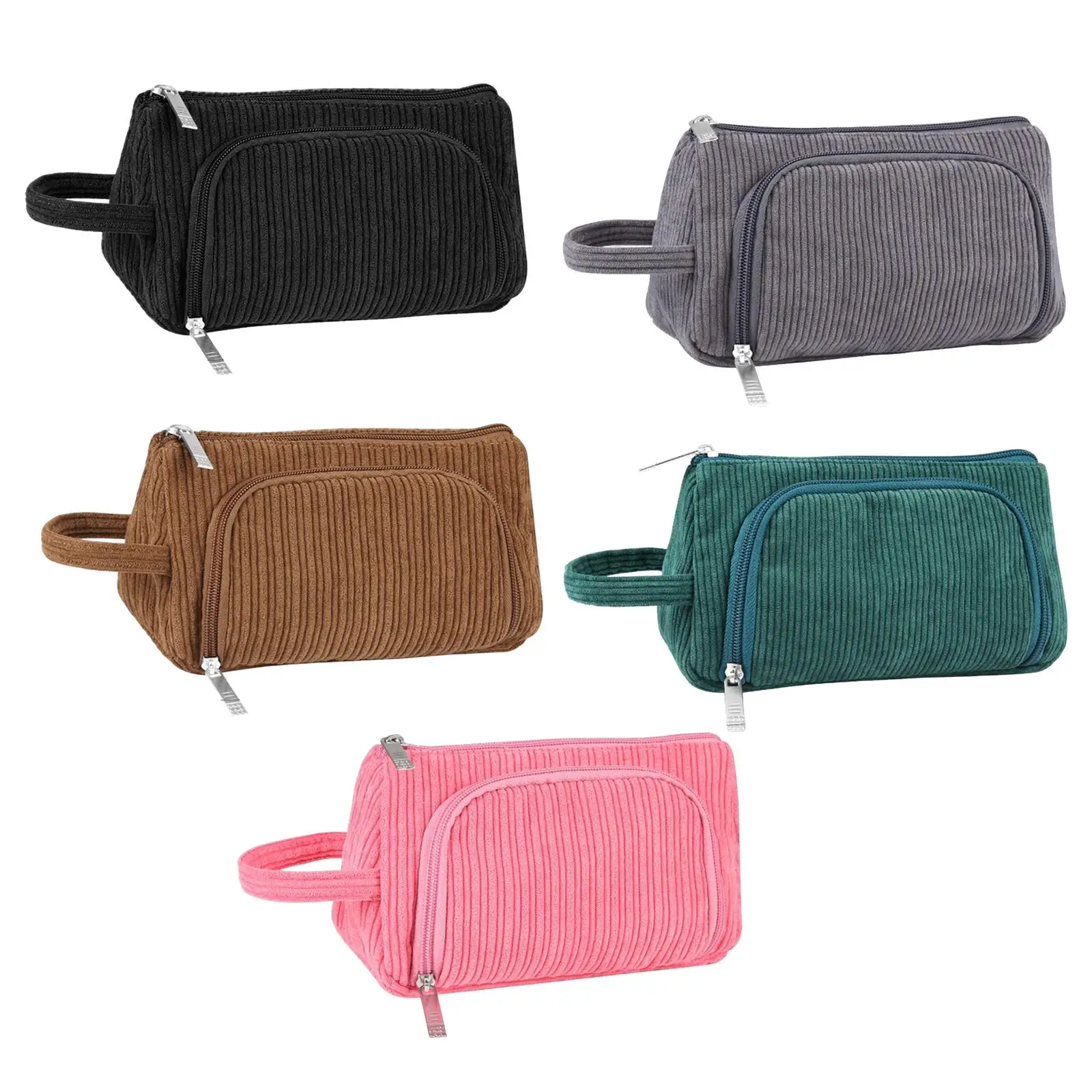 Corduroy Cosmetic Organizer Travel Toiletry Handbag for Outdoor Activity