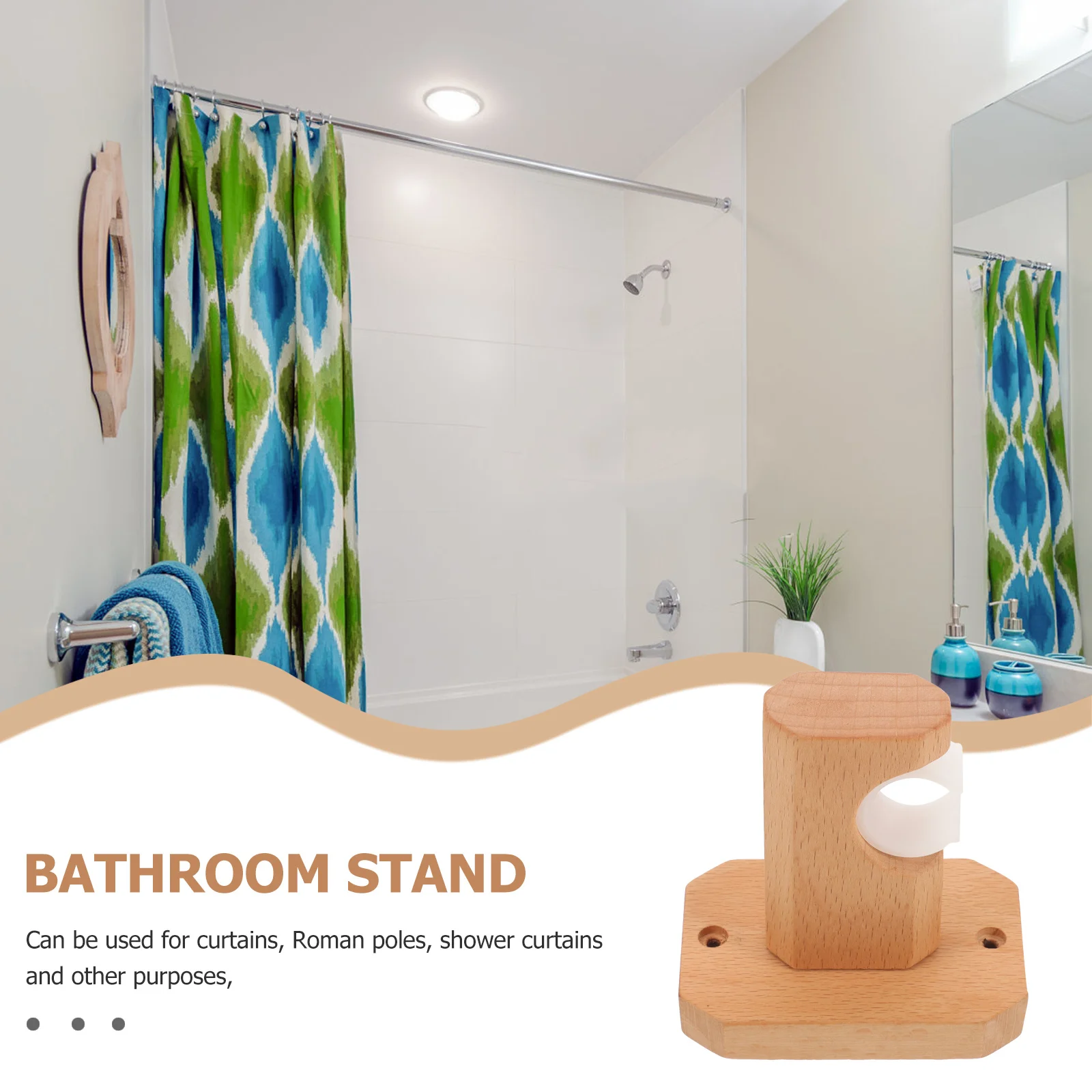 

Wooden Curtain Rod Holder Wall Mount Bracket for Bedroom Bathroom Closet Heavy Load Capacity Easy Install Smooth Round Design