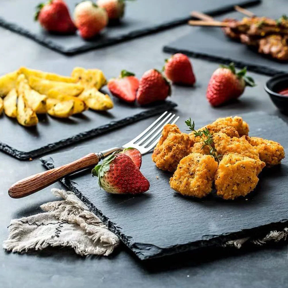 

2pcs Natural Food Plate 10-Inch Non-Slip For Steak Fruit Cheese Serving Home Restaurant Hotel Kitchen Tableware Decorative