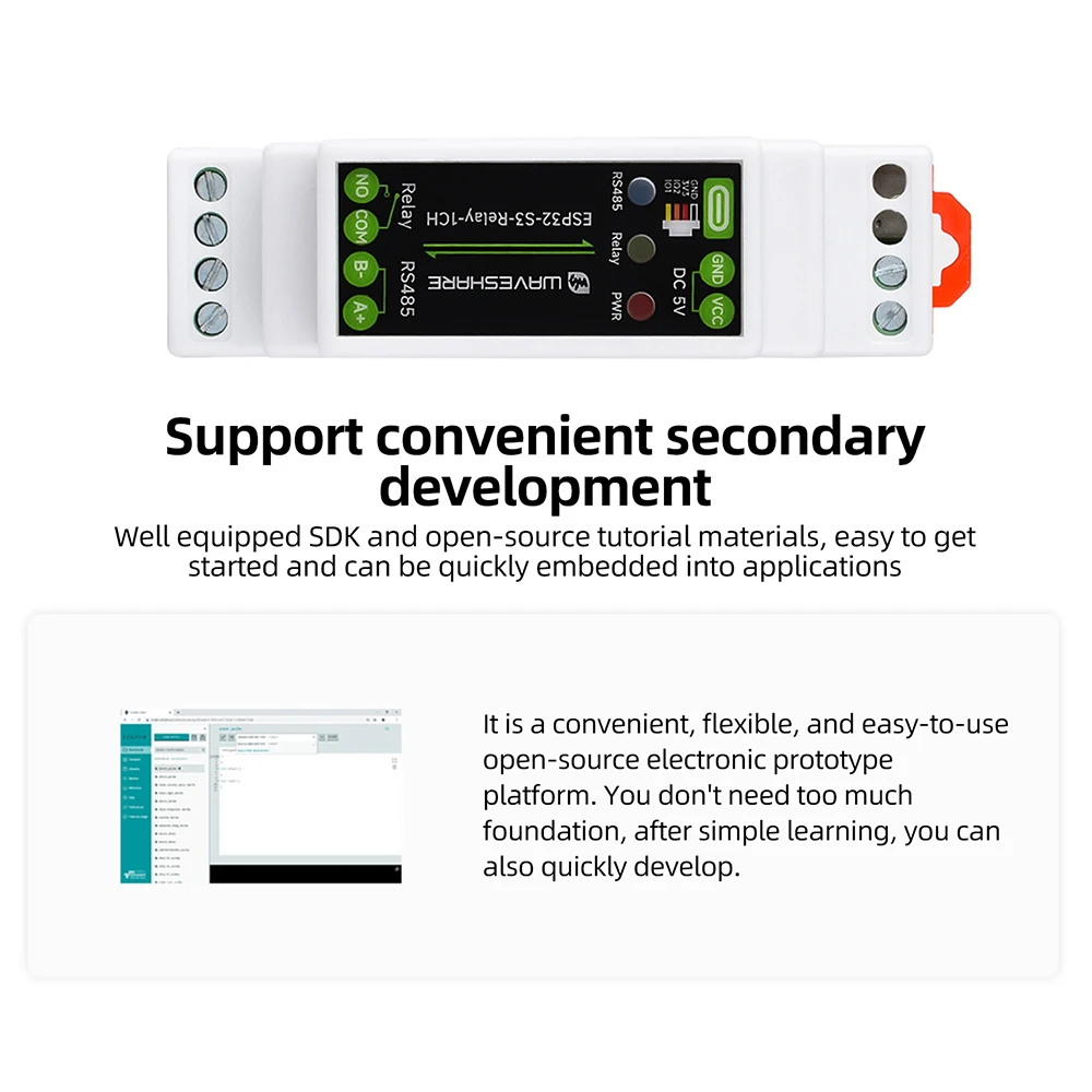 Waveshare ESP32-S3 1-Kanal-Relaismodul mit 2,4G WiFi 5.0 Bluetooth RS485 Dual Core 240MHz Industrielles DIN-Schienengehäuse mit RTC-Uhr – Detail 16
