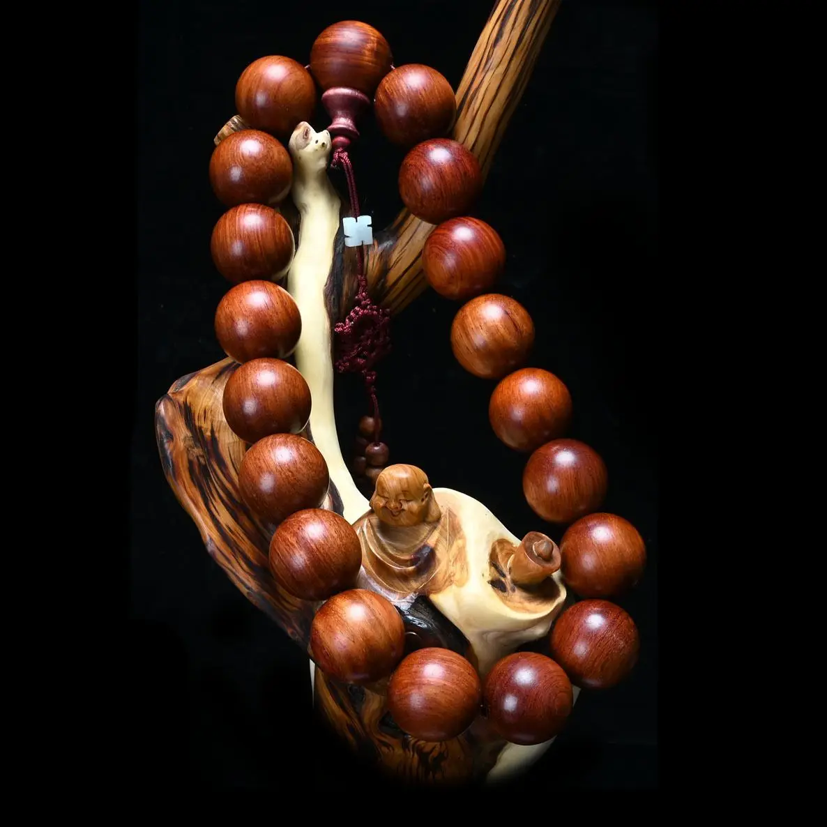 Authentic Huanghuali Wood Large Size Prayer Beads Bracelet Male Bold Car Hanging Decor Handheld Buddhist Rosary Ornament