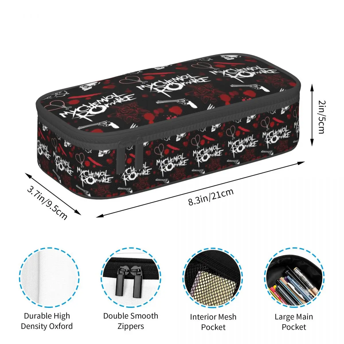 My C-Chemical R-Romance Band Pencil Case for Kids School Pen Box Pencil Bag Stationery Supplies Pen Holder Bag