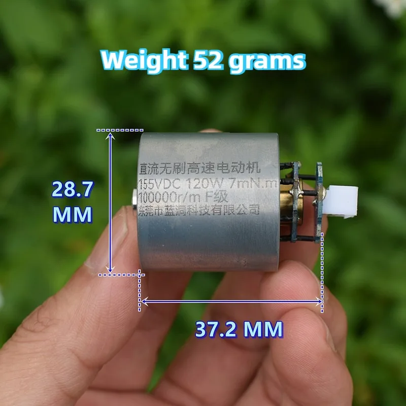 مروحة تبريد بدون فرش 100000 دورة في الدقيقة فائقة السرعة DC155V 120 وات مروحة عنيفة ثلاثية الطور تدفق هواء فعال في تطبيق صناعي