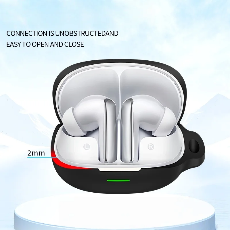 For QCY MeloBuds N65 Earphone Protective Cover Silicone Shock Absorbing Anti-Scratch Wireless Headphone Case With Hook view 5