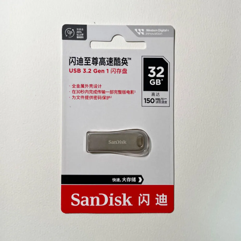 SanDisk 100% Original Genuine Ultra Luxe USB 3.2 USB Flash Drive 32GB 64GB 128GB 256GB Pen Drive Memory Stick Full Metal Jacket
