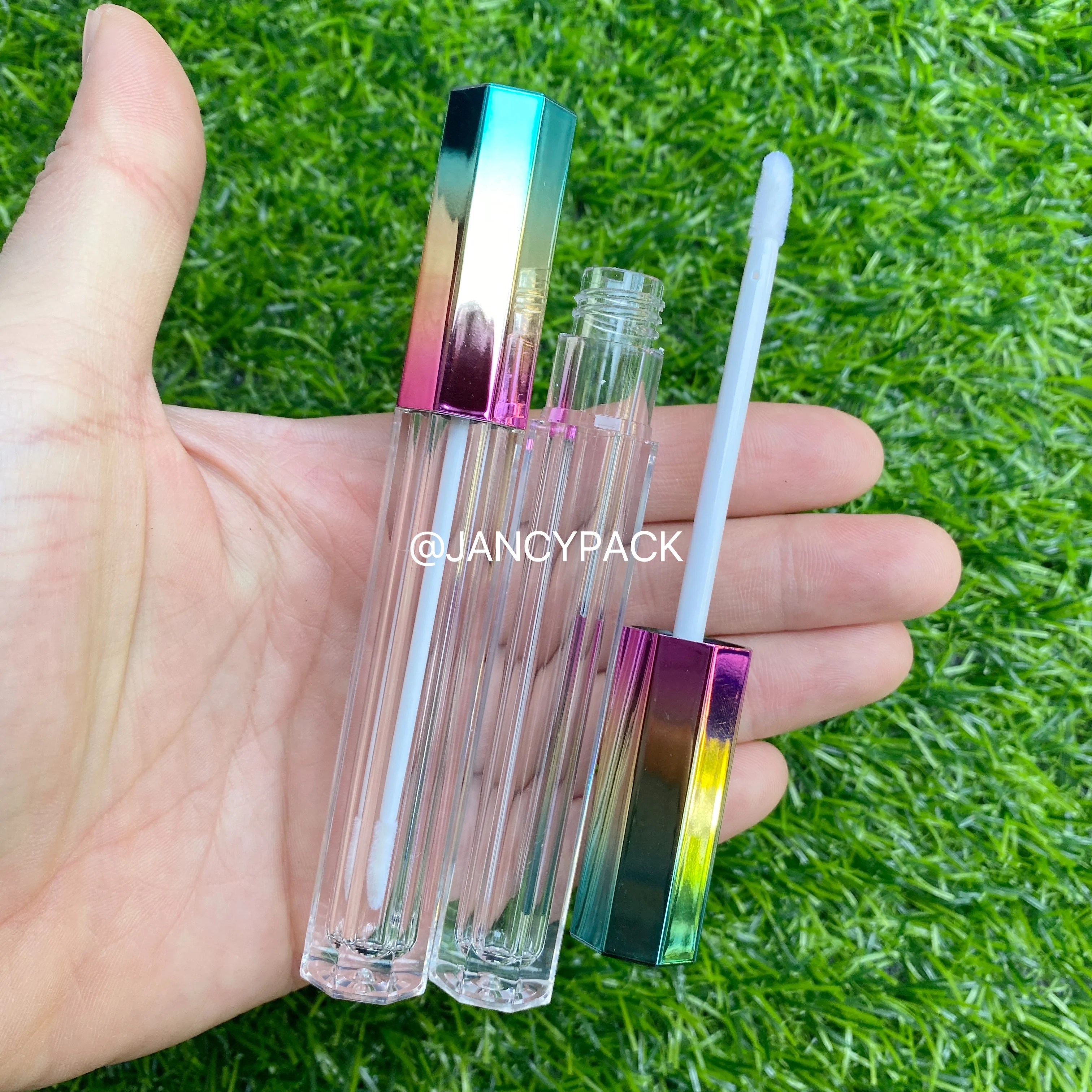 

Gradient metallic Empty Lipstick Tubes DIY Refillable Lip Balm Containers Portable Refillable Bottles For Cosmetic Lip Gloss