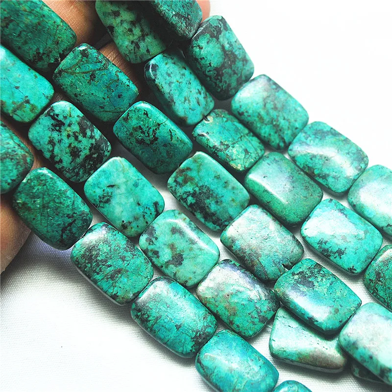 1 سلسلة حجر الفيروز الأفريقي الطبيعي السواحل شكل مستطيل 13X18 مللي متر 15X20 مللي متر موضة صنع المجوهرات اكسسوارات اختيار جيد