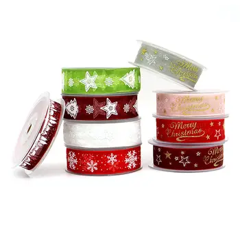 10毫米 25毫米 聖誕緞帶 禮物蝴蝶結 縫紉服裝 DIY 天然歐根紗緞帶 手工藝品裝飾 婚禮布料裝飾 6 最佳銷售 聖誕絲帶 - №1