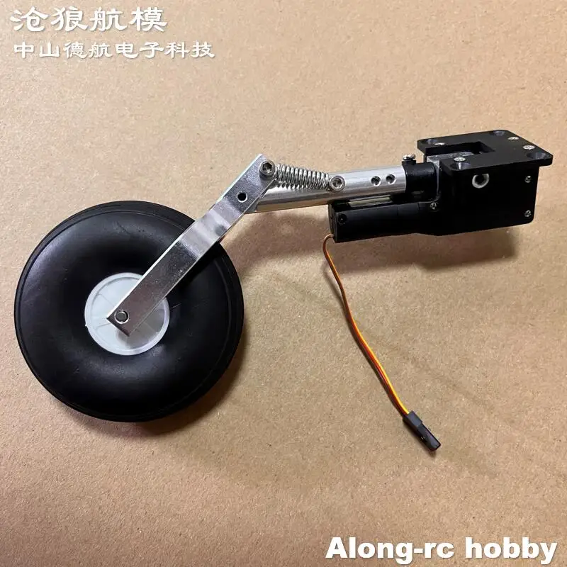 RC Airplane Part 140mm Nose Retractable Double Spring Kneeling Landing Gear 2.75 Inch Wheel for 3-6kg Aircraft Plane DIY Models