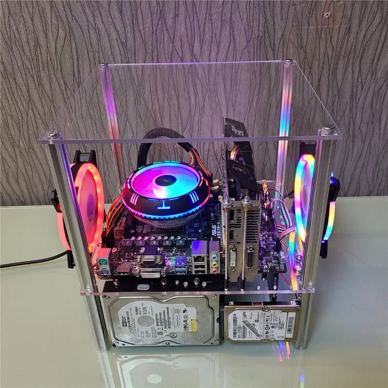 ITX desktop matx computer X799 chassis DIY transparent acrylic atx simple open main board bracket machine