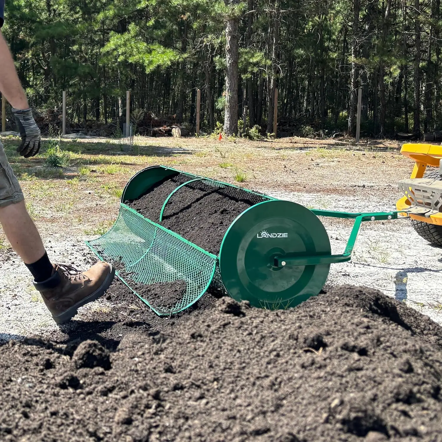 Lawn and Garden Spreaders - 60 x 20 Inch Tow-Behind Compost and Peat Moss Spreader for Large Lawns Commercial Landscaping