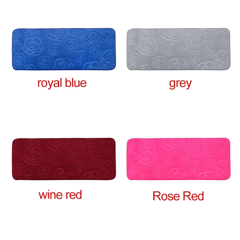 Bath Rugs Rose Flower Embossed Bathroom  Mat Flannel Non-Slip Carpet in Bathtub Floor Rug Shower Room Doormat