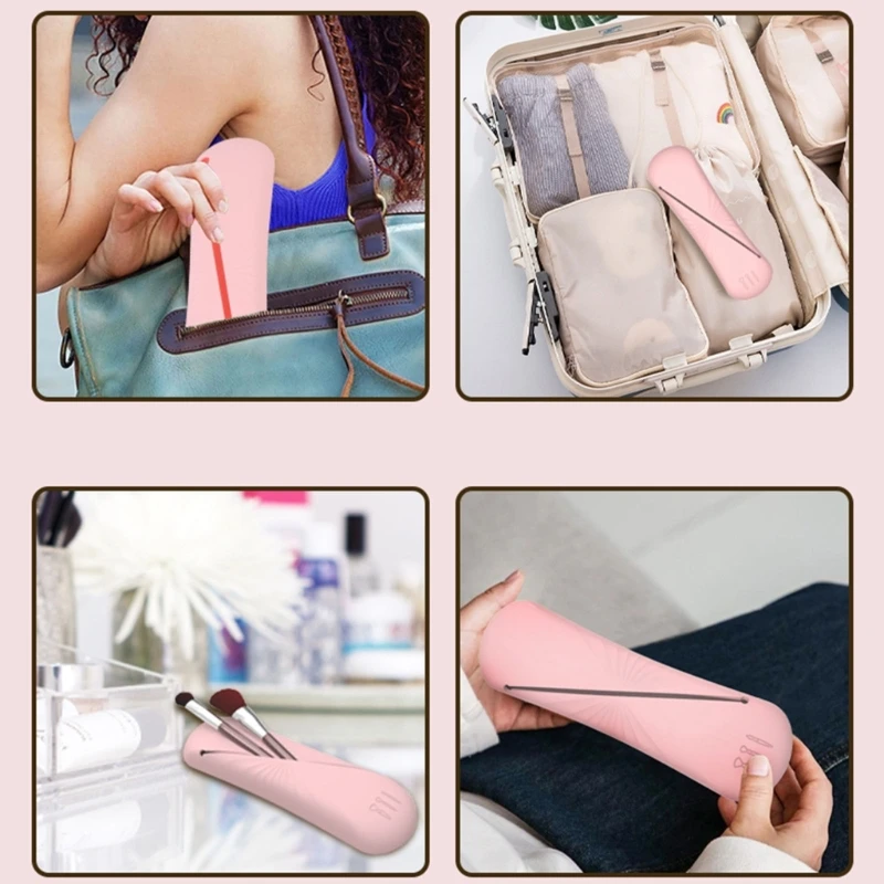 Bolsa cosméticos para brochas faciales maquillaje portátil, bolsas para brochas maquillaje viaje para mujeres y 066F