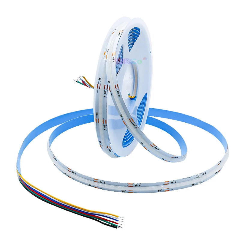 24V 5 in 1 5M RGBWC COB Flexible LED Strip 840LEDs/m atmosphere colorful Light RGBCCT high brightness Lights Tape 12mm White PCB