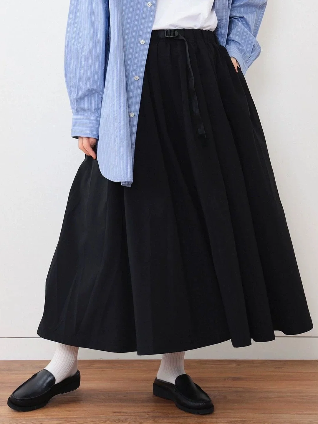 Spring Summer New Style Japanese Waist Belt Elastic Half Skirt Outdoor Quick Dry Function Trendy Skirt High Waist A-Line Long...