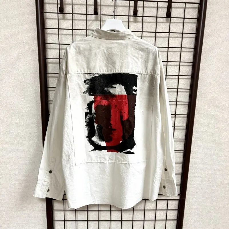 Heavy Vintage Distressed Washed Worn Dirt Spray Saint Shirts DO YOU KNOW WHO I AM Graffiti Fading Men Women Long Sleeve Cardigan