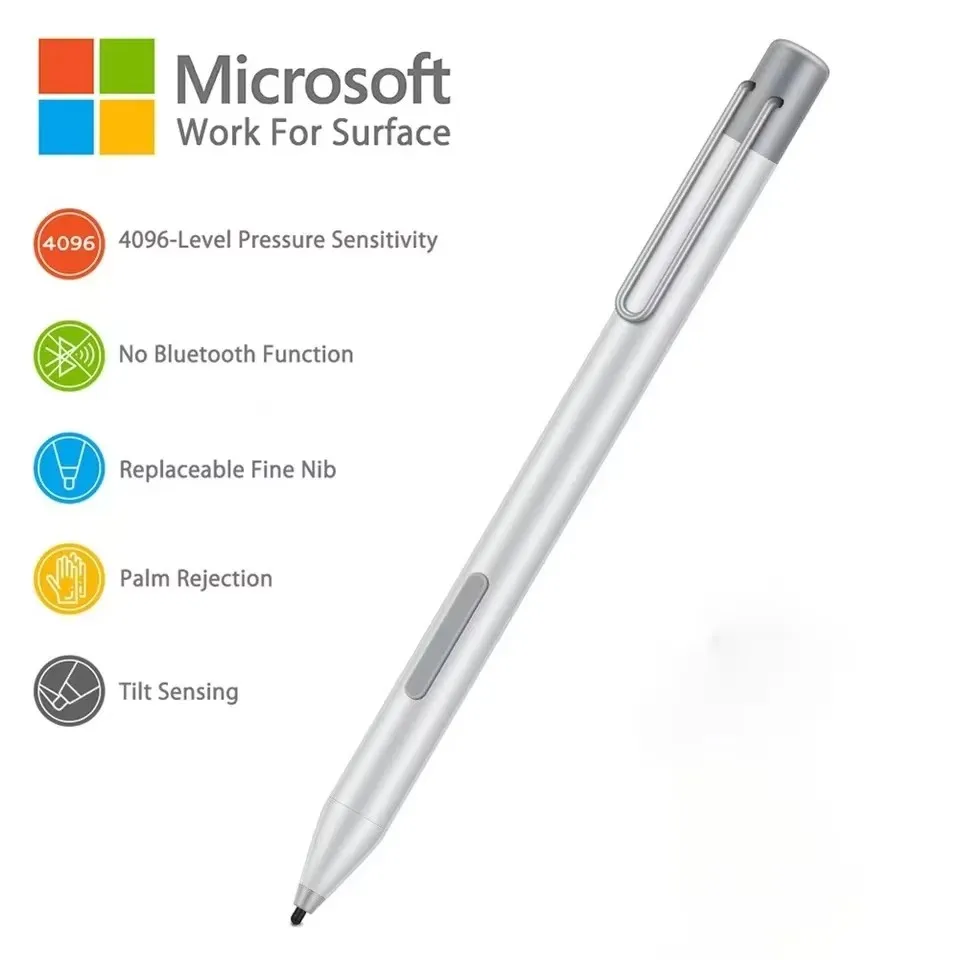 Metal Stylus Pen With Portable Clip Electronic Pen 4096 Pressure Sensitive Stylus For Microsoft Surface Go Pro7/6/5/4/3/book Go