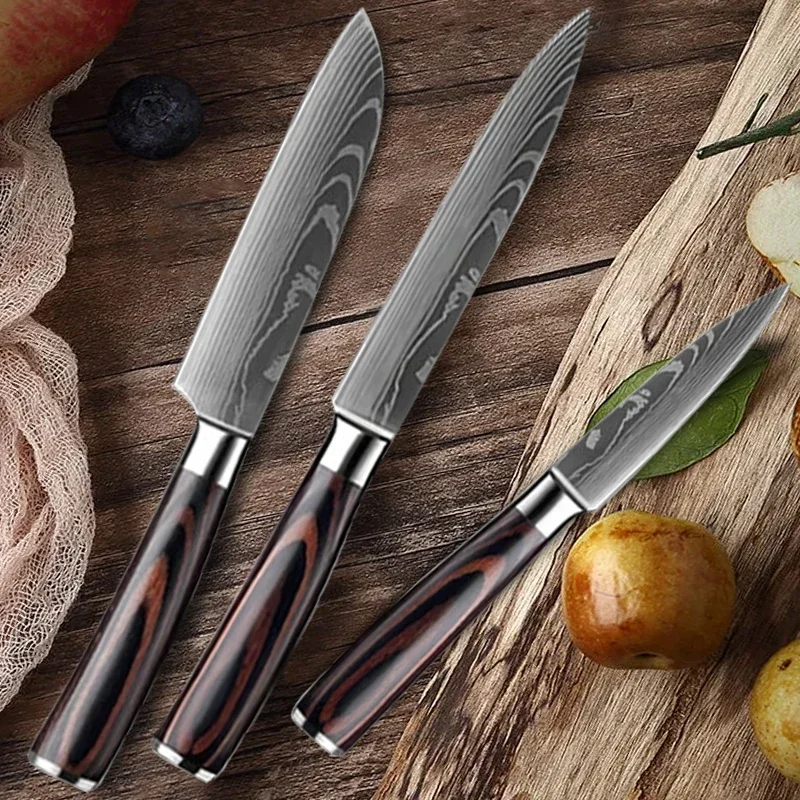 Stianless Steel Sharp Fruit Knife Meat Fish Slicing Cutting Cleaver Wooden Handle Razor Sharp Utility Paring Steak Boning Knife