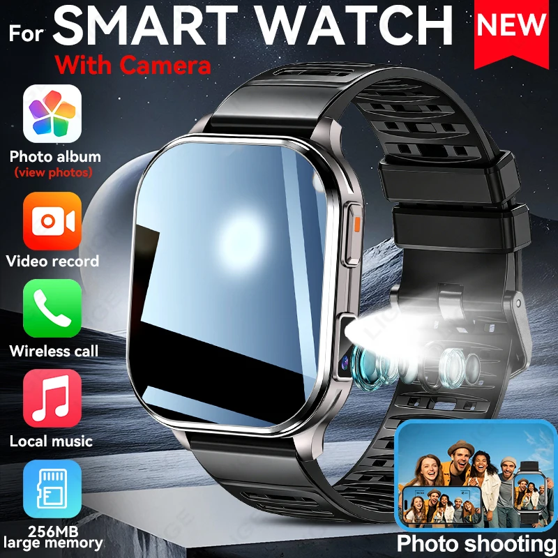 

New Camera Smart Watch LED Flashlight 670mAh 256MB Memory Photo Video Record Health Monitor Waterproof Sports BT Call Smartwatch