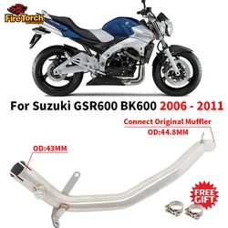 Motorcycle GSR 600 2006-2011 Motorcycle Exhaust Escape Moto Decat for Suzuki GSR600 BK600 Muffler Escape