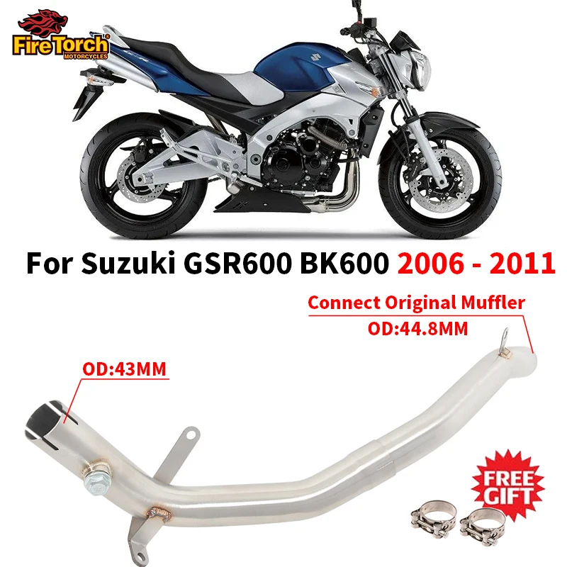 Motorcycle GSR 600 2006-2011 Motorcycle Exhaust Escape Moto Decat for Suzuki GSR600 BK600 Muffler Escape