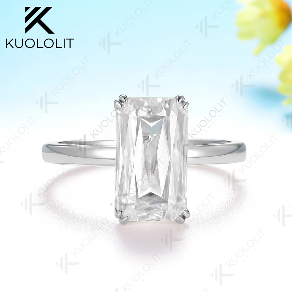 Kuololit 5CT متقاطع مويسانيتي للنساء الصلبة 14K 10K 585 الذهب الأبيض الشق مجموعة خاتم الخطوبة لحفلة هدايا عيد الميلاد #1