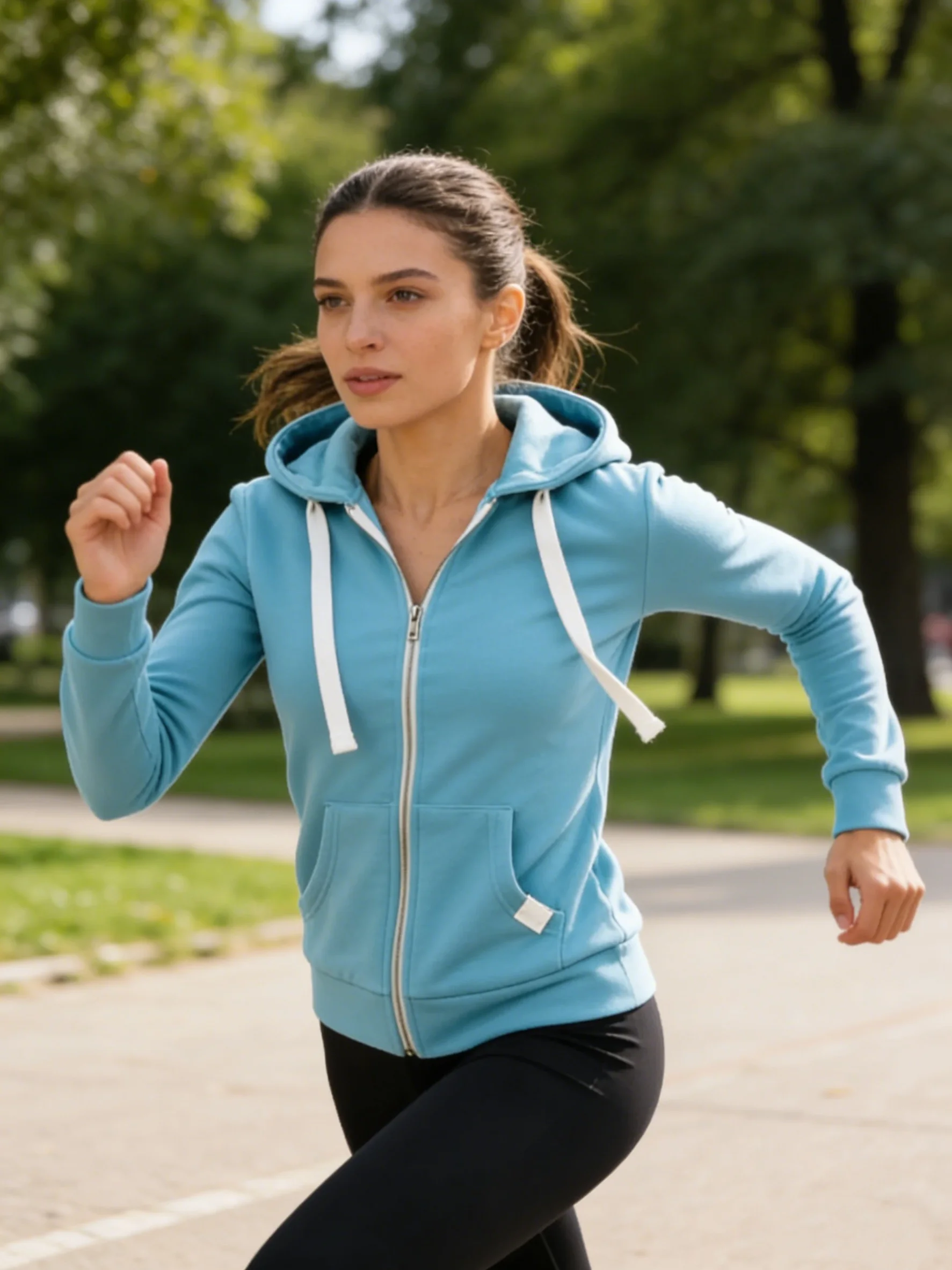 2026 herbst/Winter Neue Frauen Einfarbig Mode Hoodie Lange Sleeve Zipper Tasche mit Label Outdoor Sport Jogging kleidung