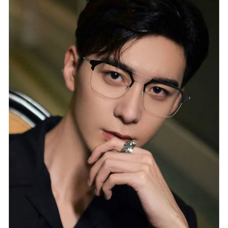 

Myopia Glasses for Men Handsome Double Beam Half Frame Anti Blue Light Anti Optical Protection Flat Frame for Women Trendy