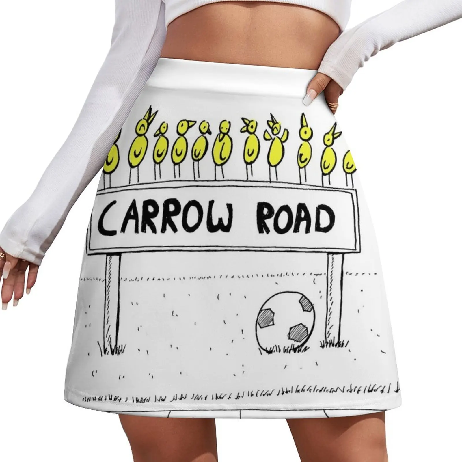 Carrow Road - Canary Cartoon (inspired by Norwich City FC) Mini Skirt cute skirt Female dress japanese style