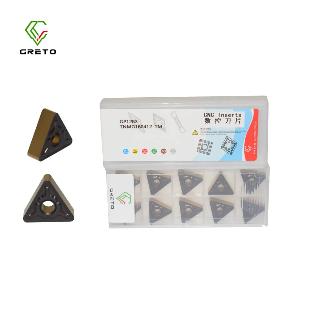 

TNMG333 GRETO TNMG160412-TM GP1251 GP1253 Токарные инструменты с твердосплавными прокладками для токарной обработки с ЧПУ TNMG 160412 TM Токарные пластины
