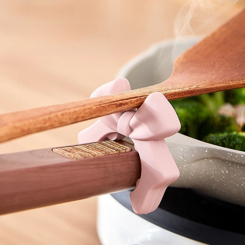 

Silicone Spoon Rest Heat Resistant Bow Shape Utensil Holder For Kitchen Counter Stable Pot Clip Organizer And Housewarming Gift