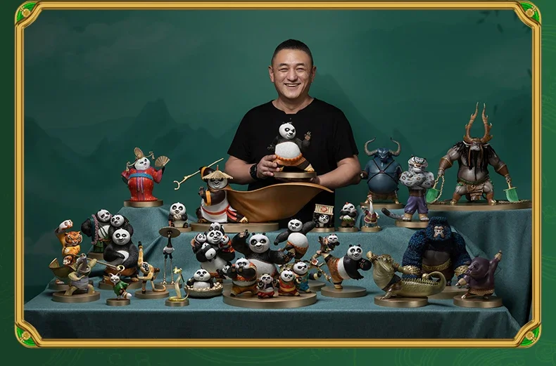 النحاس الحرفية الصينية الكرتون فيلم الكونغ فو الباندا تماثيل صغيرة على شكل حيوانات الغوريلا المنحوتات زخرفة سطح المكتب فن الديكور جمع