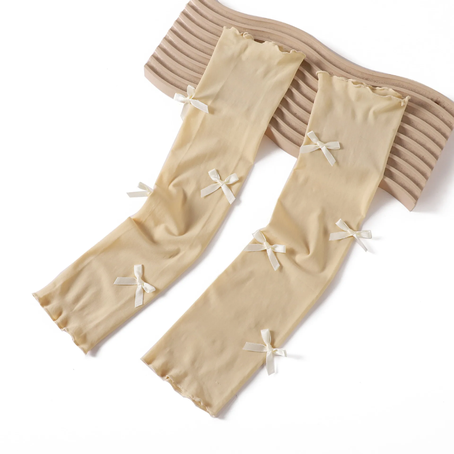 Bowknot الحرير الجليد أكمام أذرع تبريد الرياضة كم الشمس الأشعة فوق البنفسجية حماية النساء تشغيل الصيد ركوب الدراجات ملابس رياضية في الهواء الطلق ركوب غطاء للذراع