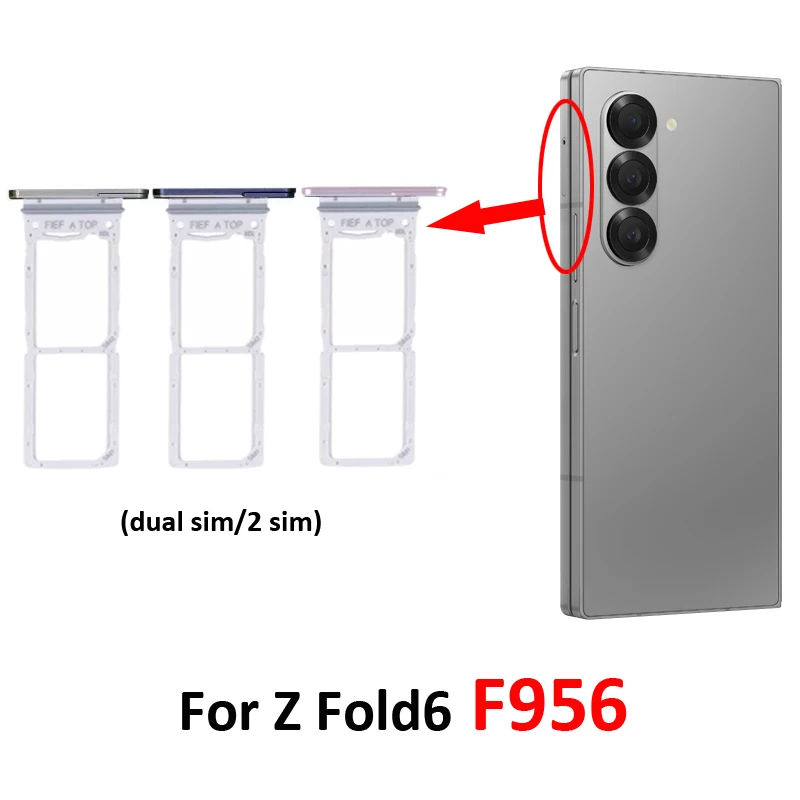 Para Samsung Galaxy Z Fold 6 Fold6 F956, carcasa nueva con bandeja para chip SIM, soporte y bolsillo, piezas para teléfono, SIM simple o doble, negro 5