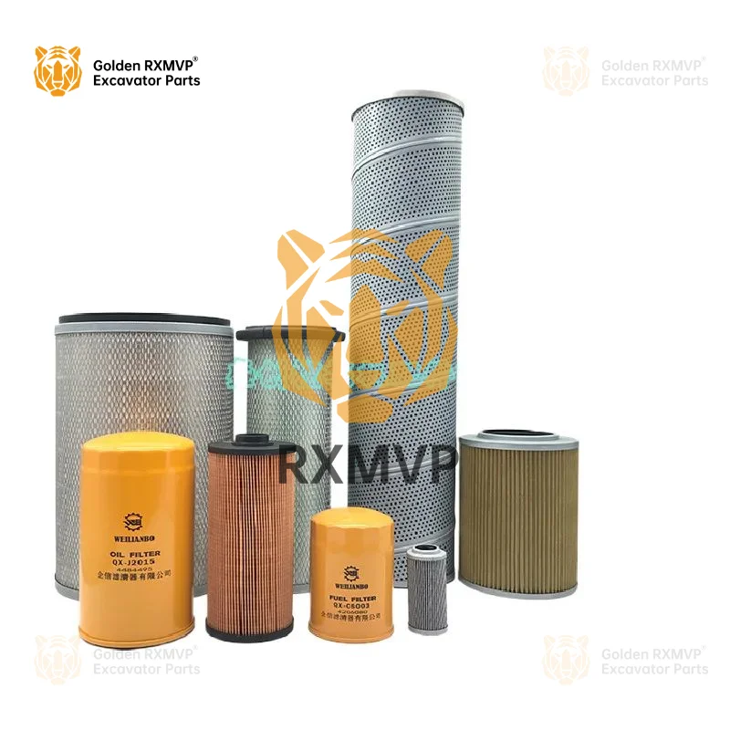 For  XGMA 833 Isuzu engine oil filter element diesel grid air oil water paper diesel hydraulic return oil  accessories Excavator