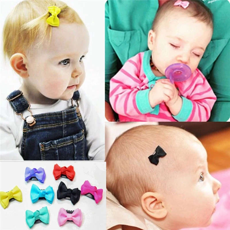 10pcs Solid Color Grosgrain Ribbon Bowknot Kids Hair Clips Handmade Bows Baby Girls Barrettes Hairpins Photo Props Gift Sets