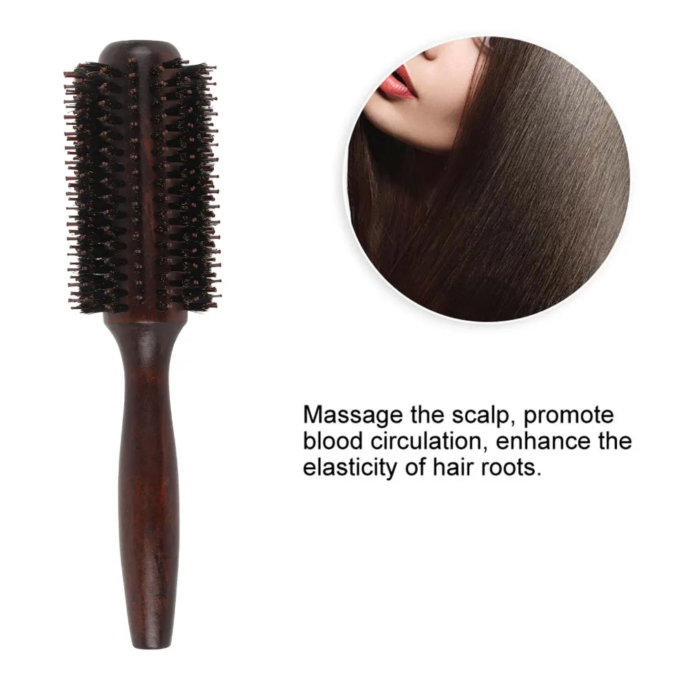 Hair Care Solid Wood Round Comb Wooden Handle Professional Hairdressing Comb Anti Static Round Brush Hair Brush Women Use