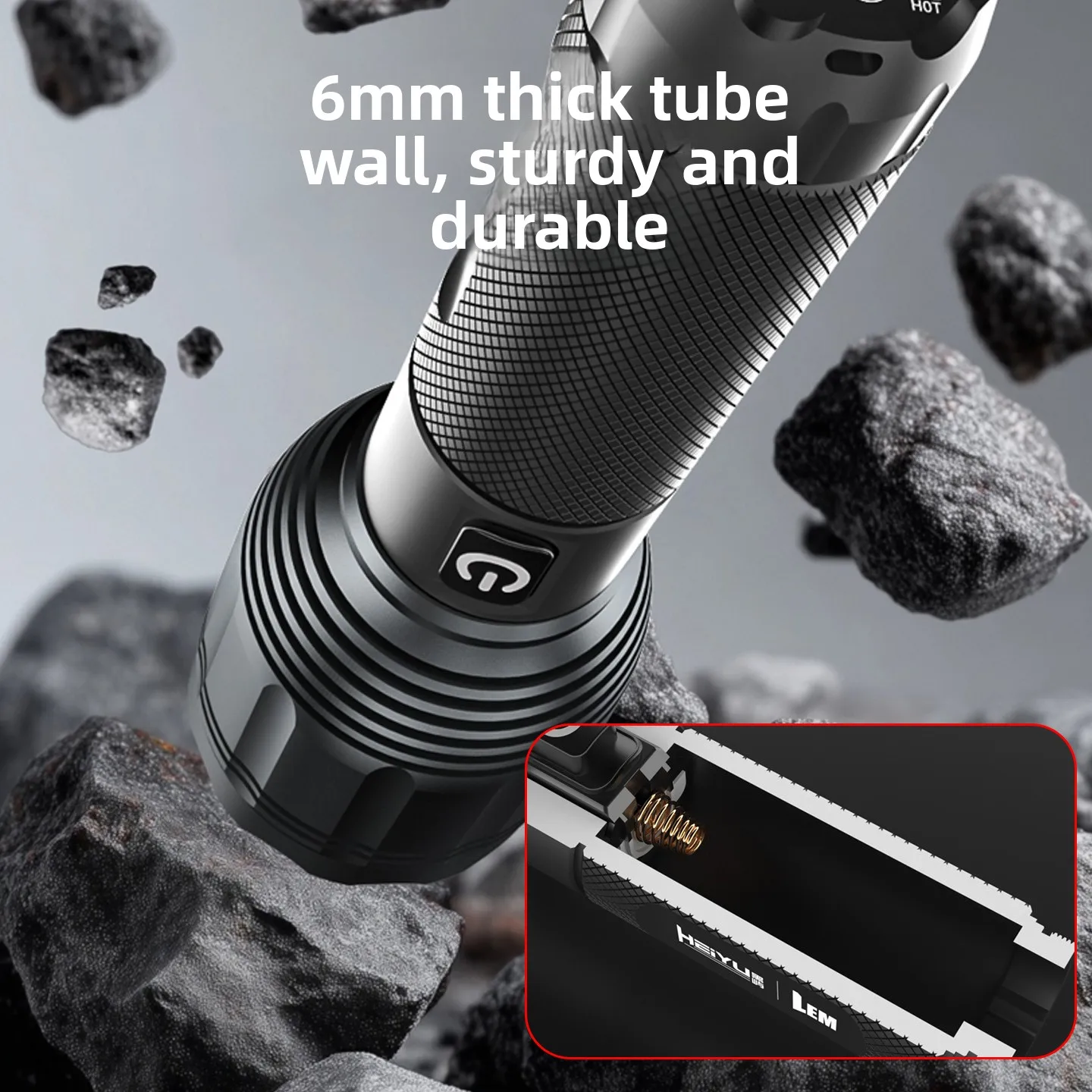 High-Power LED Flashlight with Power Display - USB Rechargeable Zoomable Torch for Camping & Hiking