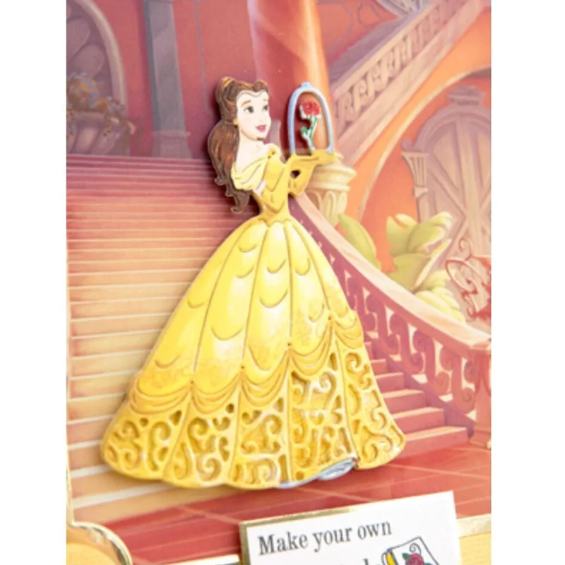 Piękna i Bestia Wykrojniki Disney Princess Belle Wykrojniki do DIY Scrapbooking Wytłaczanie Kartki Papierowe Rękodzieło Tworzenie Nowy 2022