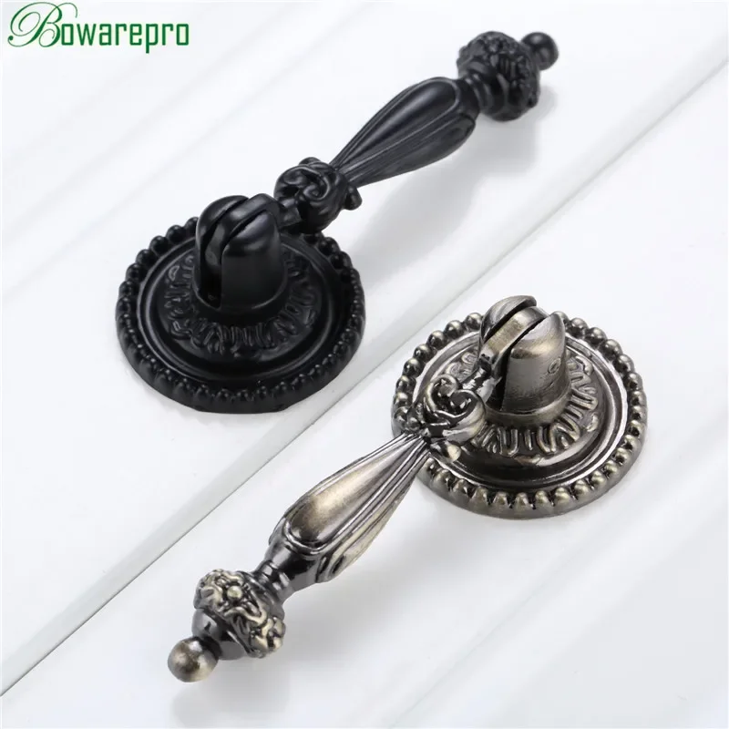 2Pcs Retro Antique Drop Pull Handle Wardrobe Door Pulls Dresser Drawer Kitchen Cupboard Hanging Design Cabinet Knobs and Handles