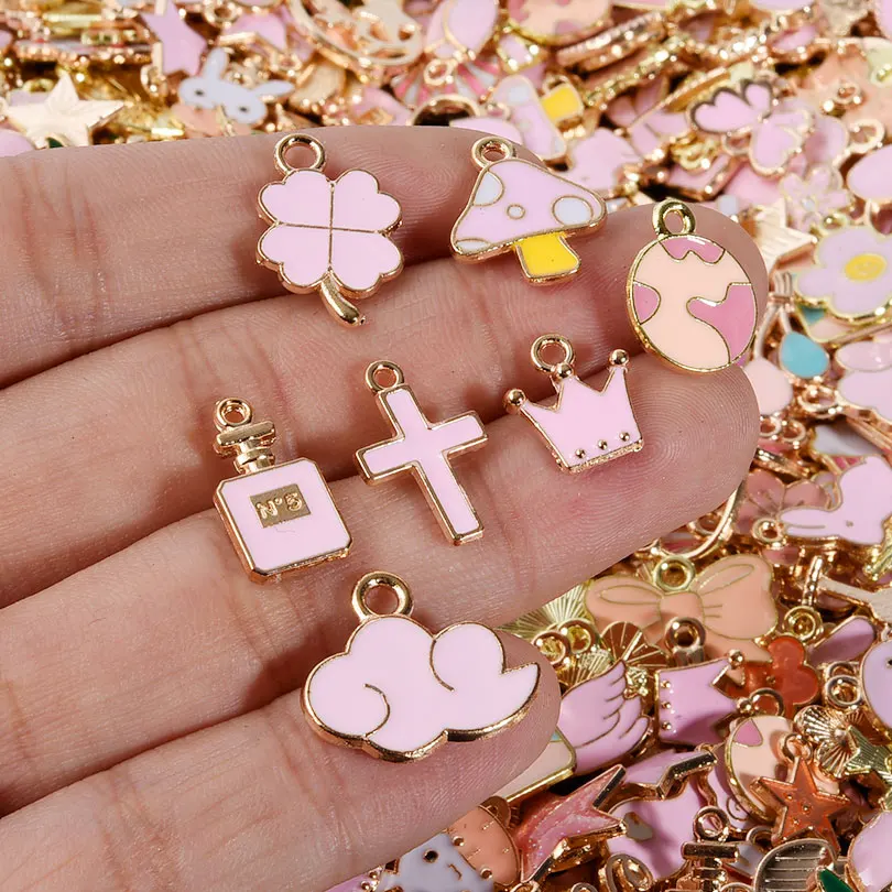 Mixed 20pcs/lot Colorful Assorted Enamel Charms Animal Star Fruit Moon Pendants for Necklaces Bracelets DIY Jewelry Craft Making