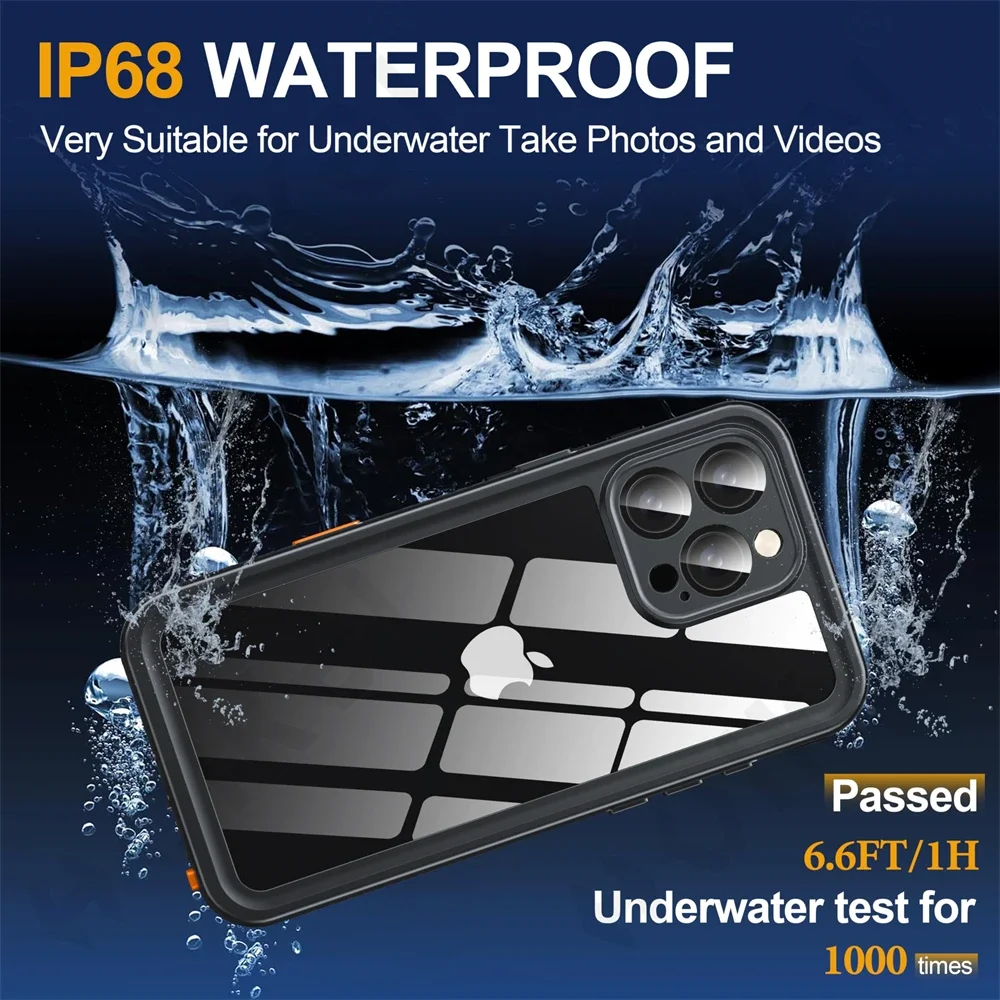 Водонепроницаемый чехол IP68 для iPhone 16, 15, 14, 13, 12, 11 Pro Max XR XS Plus 2024, металлический алюминиевый чехол для плавательного телефона, роскошный подводный чехол