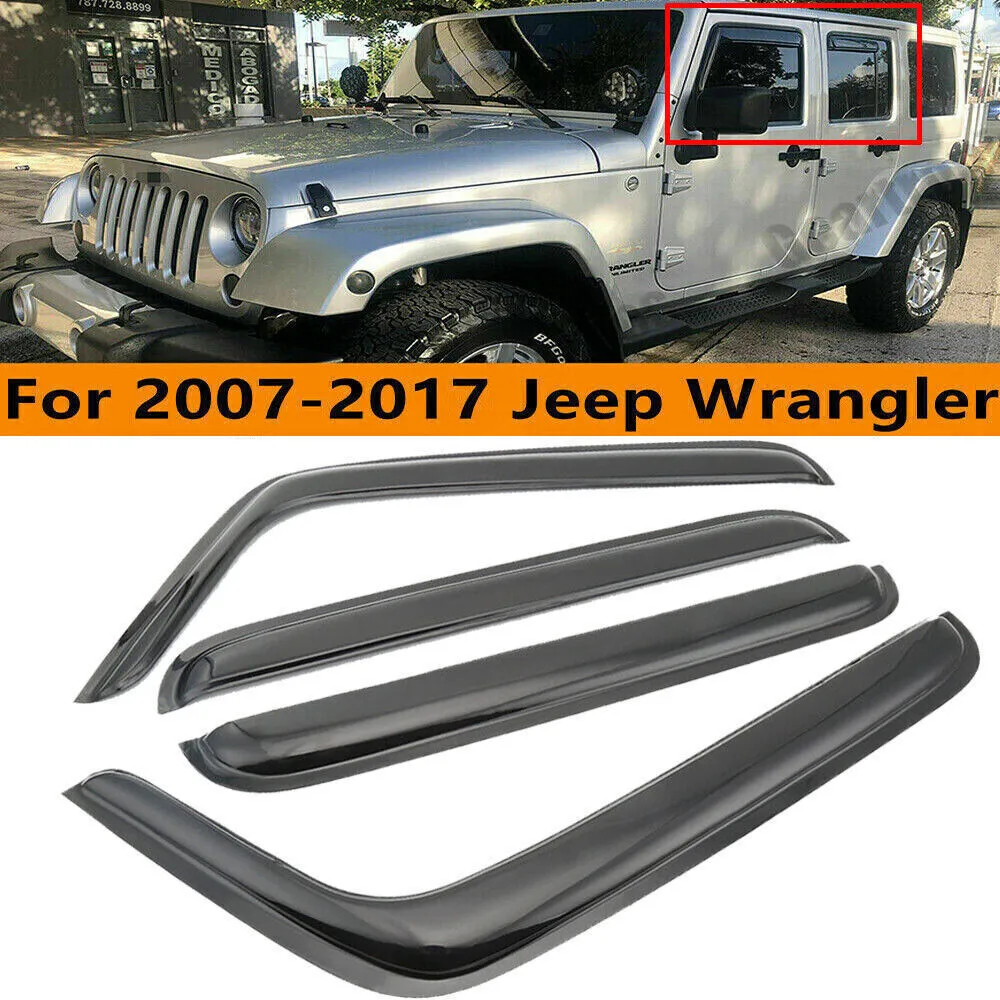

Fits 2007-2017 Jeep Wrangler JDM Window Visors Vent Shade Rain Guards