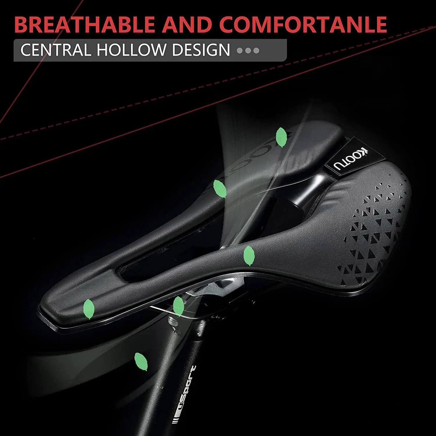 KOOTU-Bicycle Hollow Saddle for Men and Women, Mountain Road Bicycle Seat Cushion, Comfortable Shock-Absorbing Seat